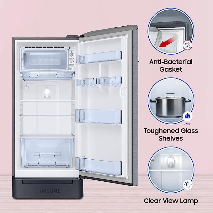 Samsung 189 L 5 Star Digital Inverter Direct Cool Single Door Refrigerator(RR21C2H25S8/HL, Silver, Elegant Inox, Base Stand with Drawer 2023 Model) Samsung 189 L 5 Star Digital Inverter Direct Cool Single Door Refrigerator(RR21C2H25S8/HL, Silver, Elegant Inox, Base Stand with Drawer 2023 Model)